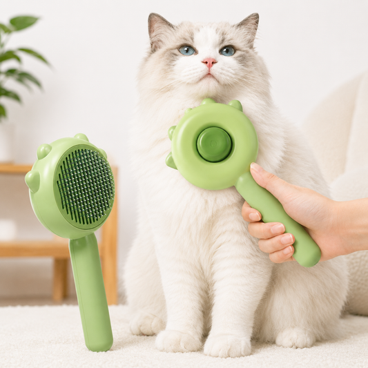 Pet Grooming Brush for Dogs & Cats – Stainless Steel Deshedding Massage Comb