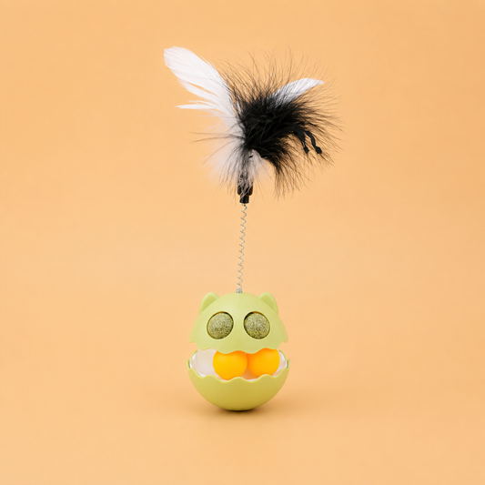Interactive Cat Feather Tumbler Toy | Catnip & Track Ball Toy