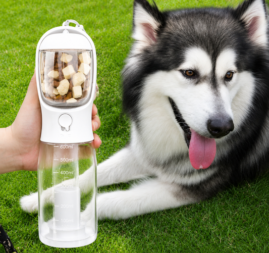 3-in-1 Portable Dog Water Bottle with Food Container & Poop Bag Dispenser