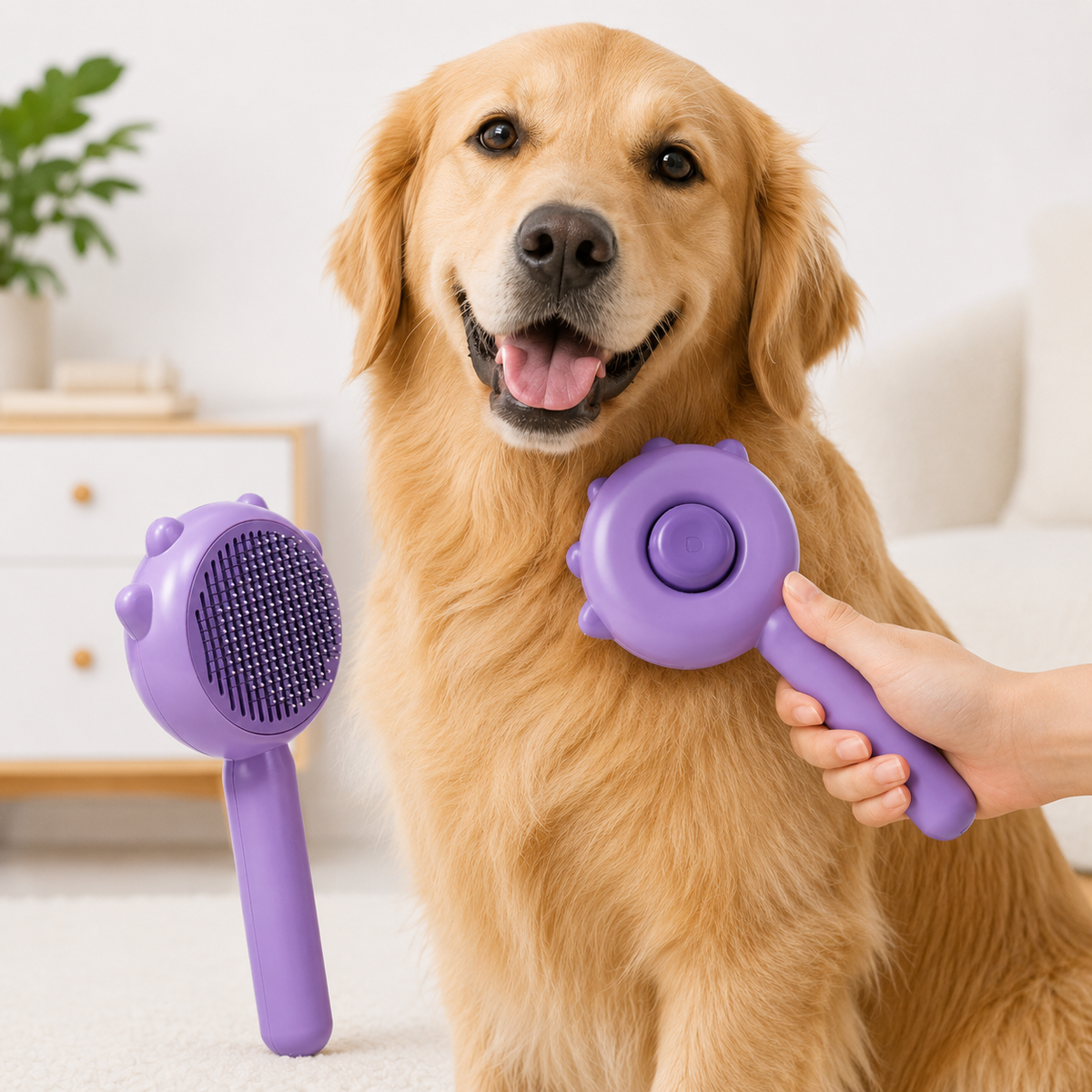 Pet Grooming Brush for Dogs & Cats – Stainless Steel Deshedding Massage Comb