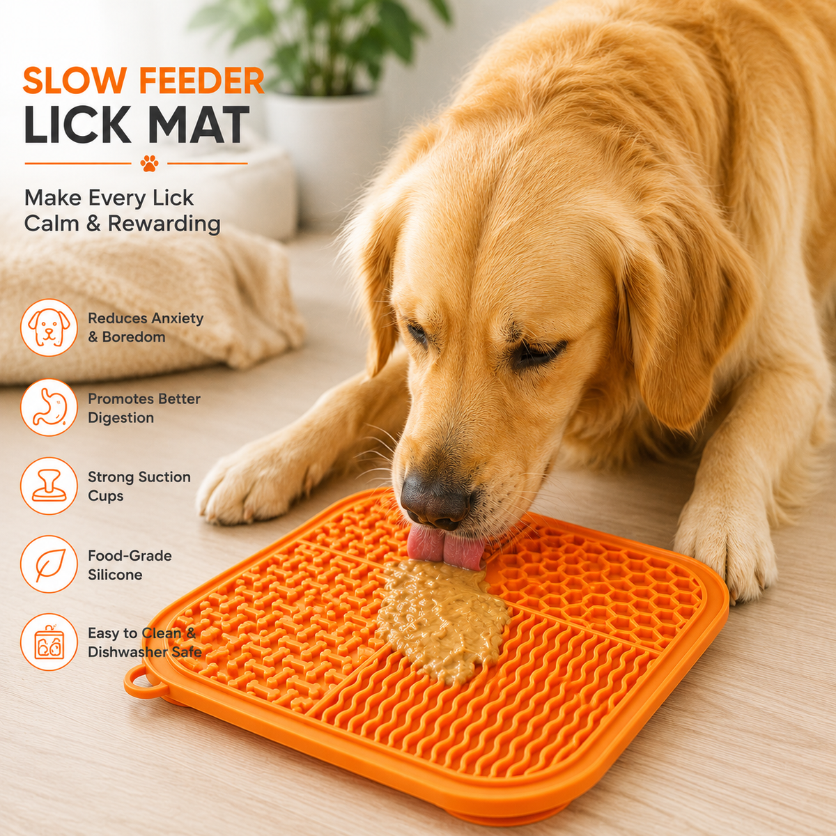 Premium Dog Lick Mat – Slow Feeder with Suction Cups for Anxiety Relief